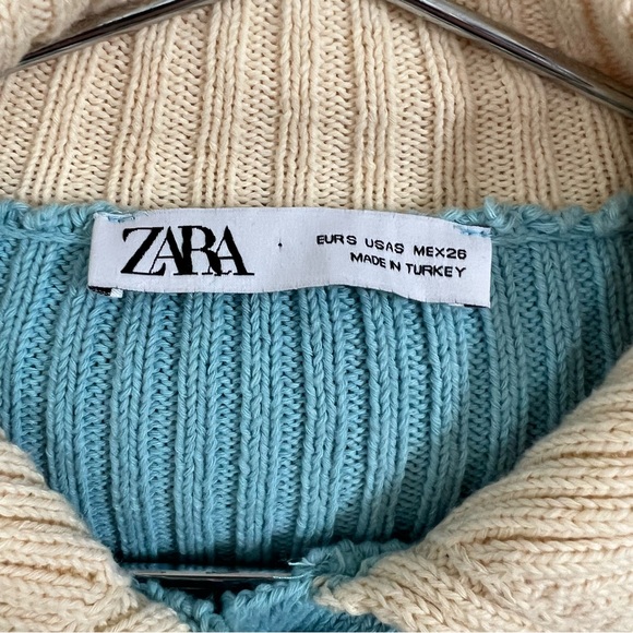 Zara Striped Knit Buttoned Sweater Size Small - Picture 4 of 8